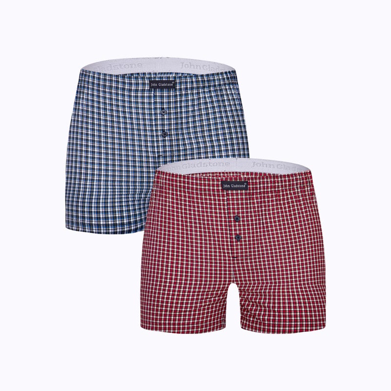 John Gladstone Men's Cotton Woven Boxer - Pack of 2 - Image 1